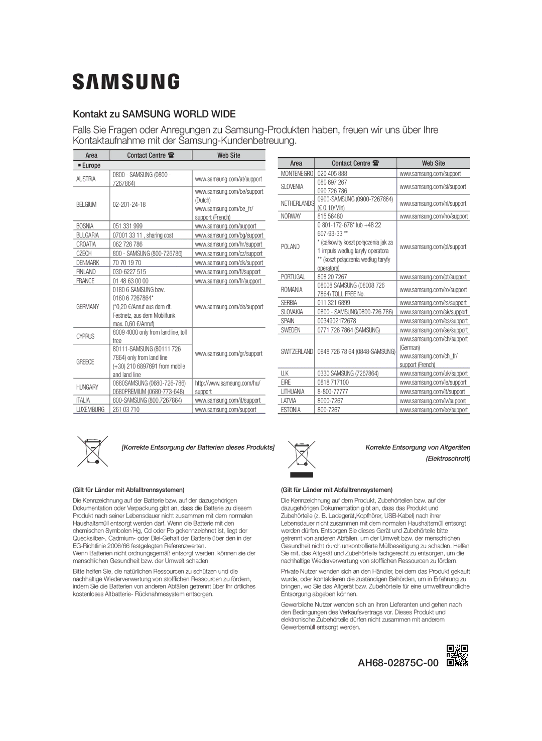 Samsung MM-J330/EN, MM-J320/EN, MM-J330/XN, MM-J320/XN manual AH68-02875C-00, Poland 