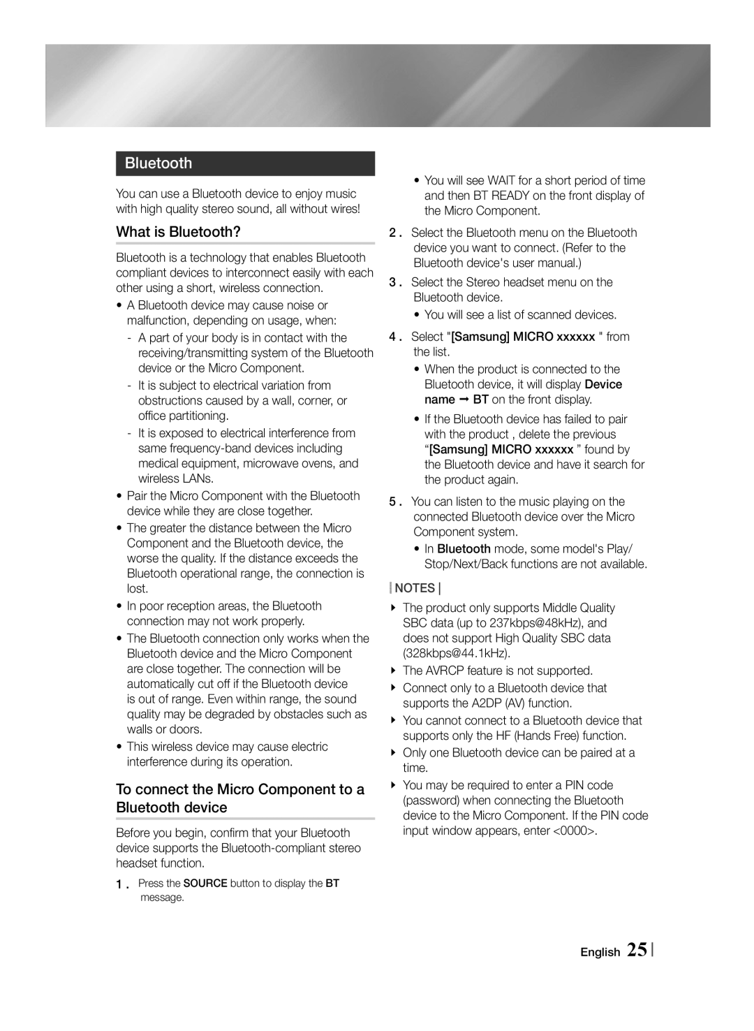 Samsung MM-J430D/ZF, MM-J430D/EN, MM-J430D/XN manual What is Bluetooth?, To connect the Micro Component to a Bluetooth device 