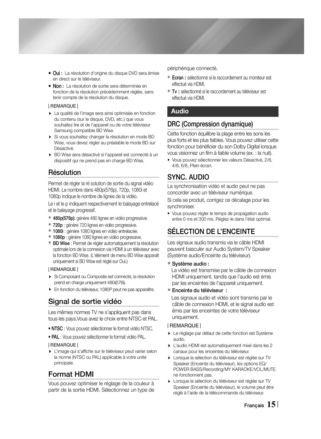 Samsung MM-J430D/ZF manual Audio, Système audio, 480p576p génère 480 lignes en vidéo progressive 