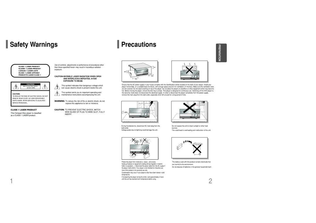 Samsung MM-KC10Q/XFO manual Safety Warnings, Precautions 