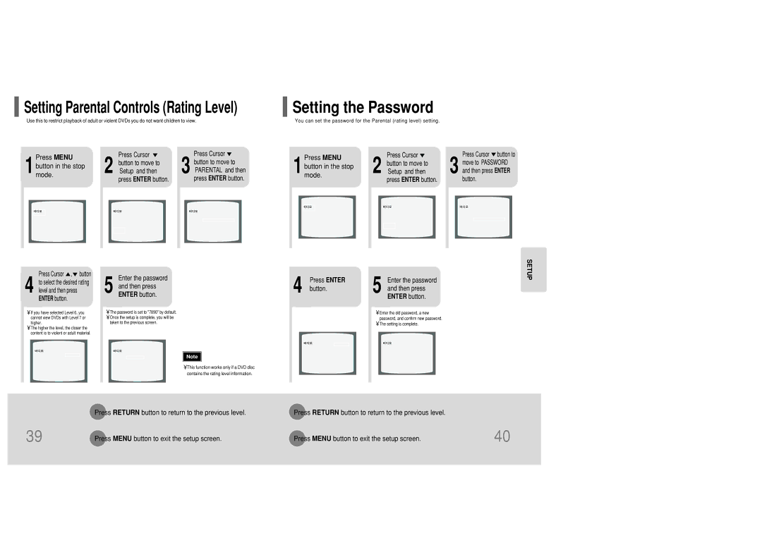 Samsung MM-KC10Q/XFO manual Setting the Password, Enter the password Then press Enter button 