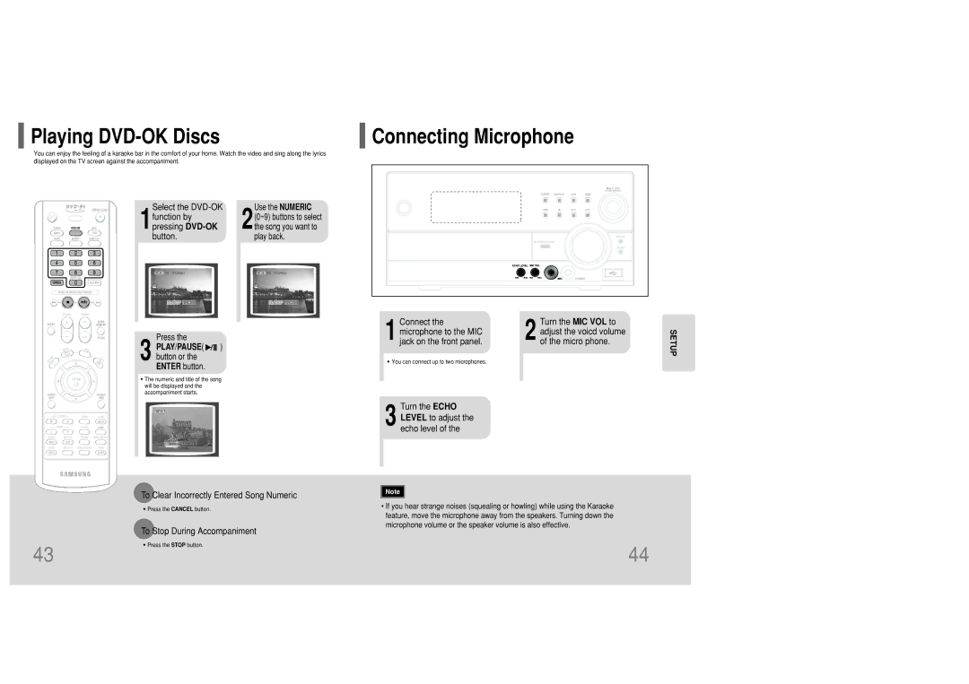 Samsung MM-KC10Q/XFO manual Playing DVD-OK Discs, Connecting Microphone 