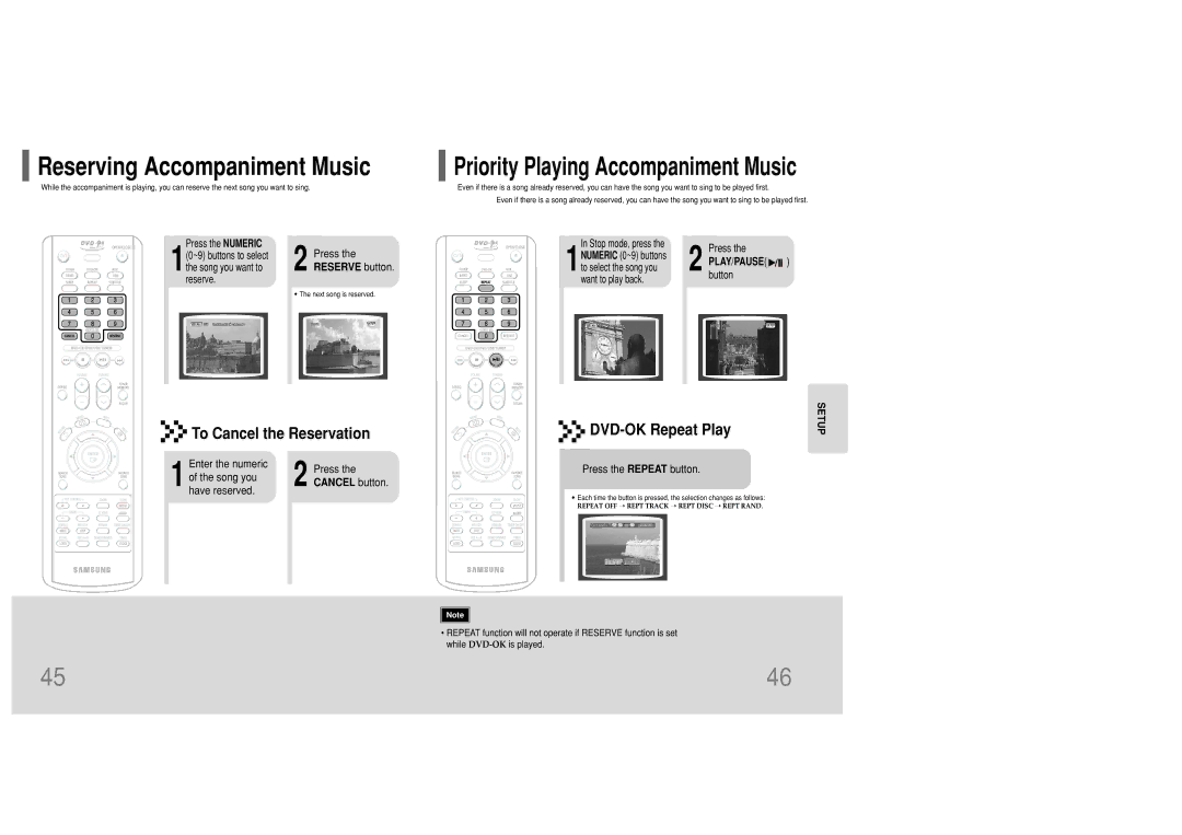 Samsung MM-KC10Q/XFO manual To Cancel the Reservation, DVD-OK Repeat Play, Reserve button, Cancel button 