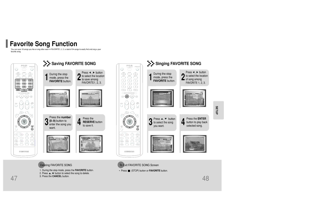 Samsung MM-KC10Q/XFO manual Favorite Song Function, Saving Favorite Song Singing Favorite Song, Favorite button 