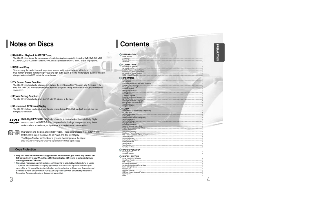 Samsung MM-KC10Q/XFO manual Contents 