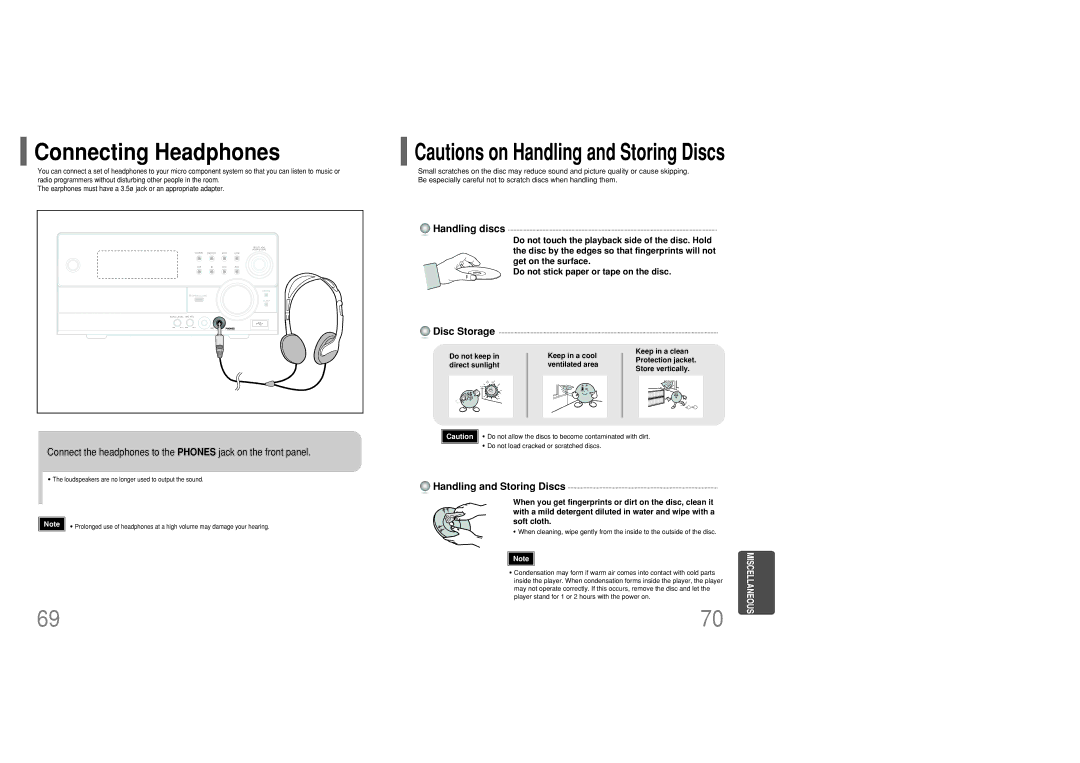 Samsung MM-KC10Q/XFO manual Connecting Headphones, Connect the headphones to the Phones jack on the front panel 