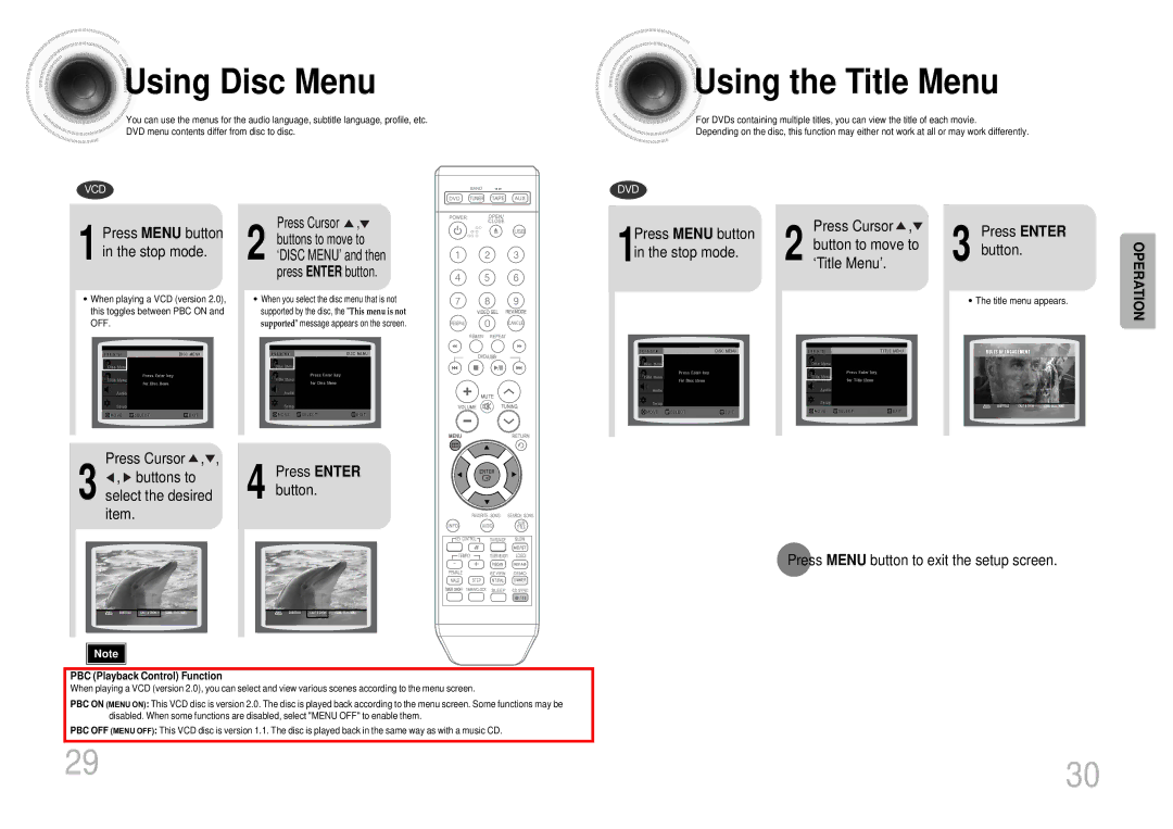 Samsung MM-KT8Q/XFU manual Using Disc Menu Using the Title Menu, Press Cursor Buttons to select the desired item 