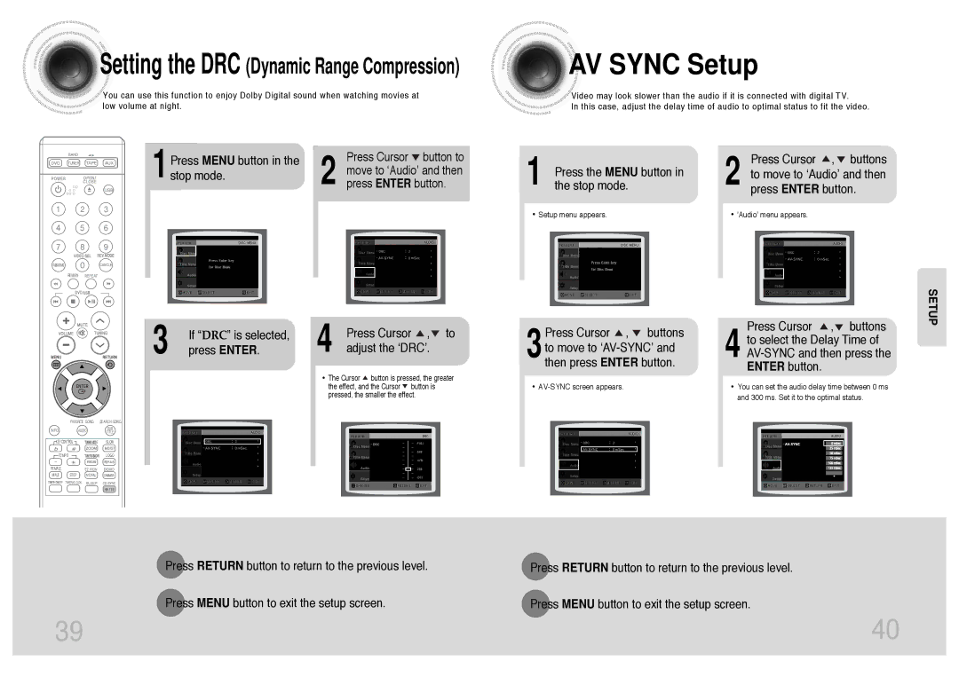 Samsung MM-KT8Q/XFU manual AV Sync Setup 