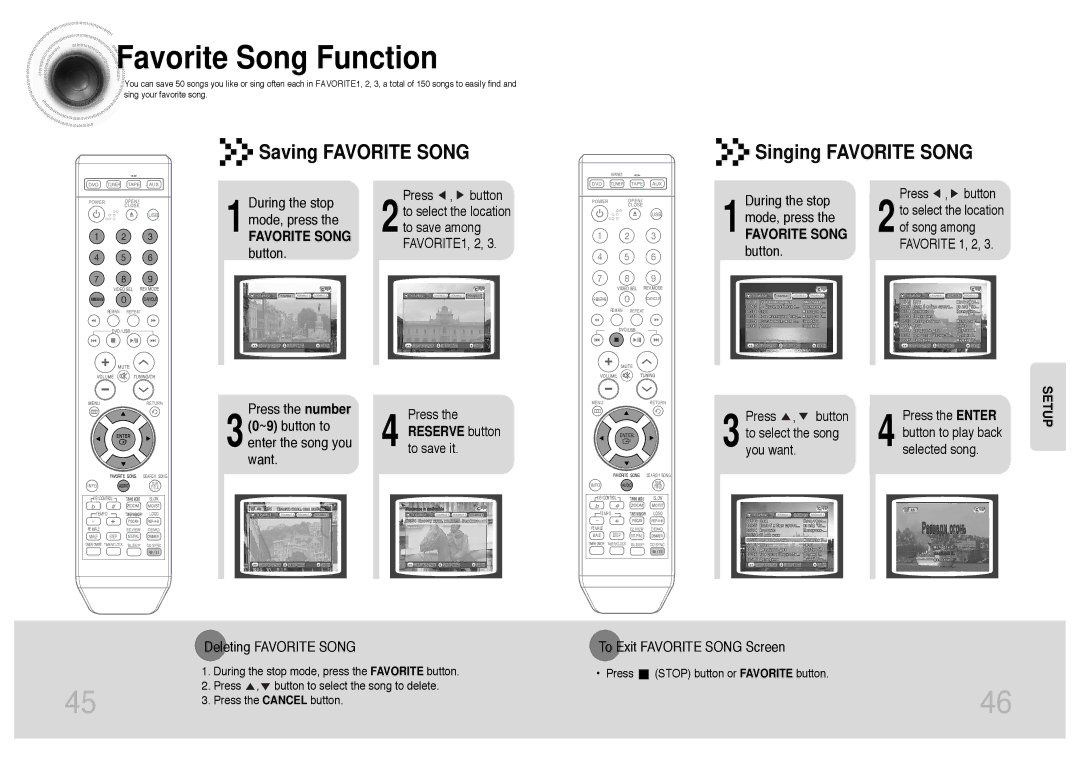 Samsung MM-KT8Q/XFU manual Favorite Song Function, Saving Favorite Song Singing Favorite Song, Favorite Song button 