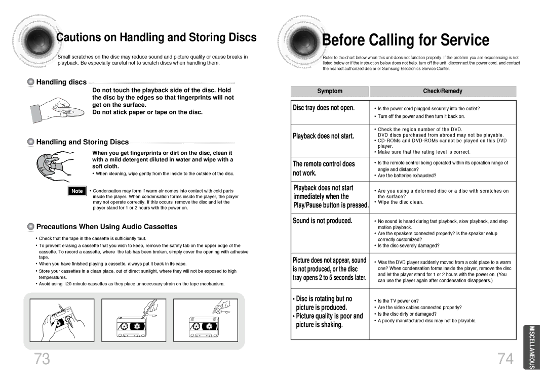 Samsung MM-KT8Q/XFU manual Before Calling for Service 