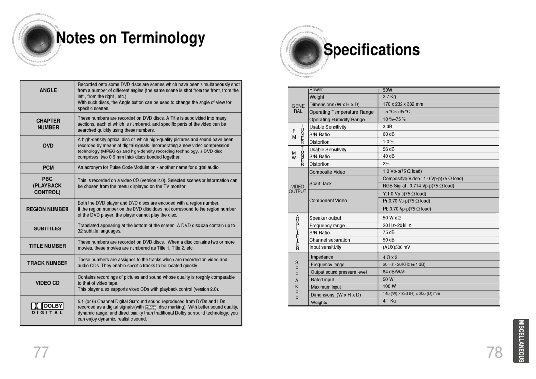 Samsung MM-KT8Q/XFU manual Specifications 