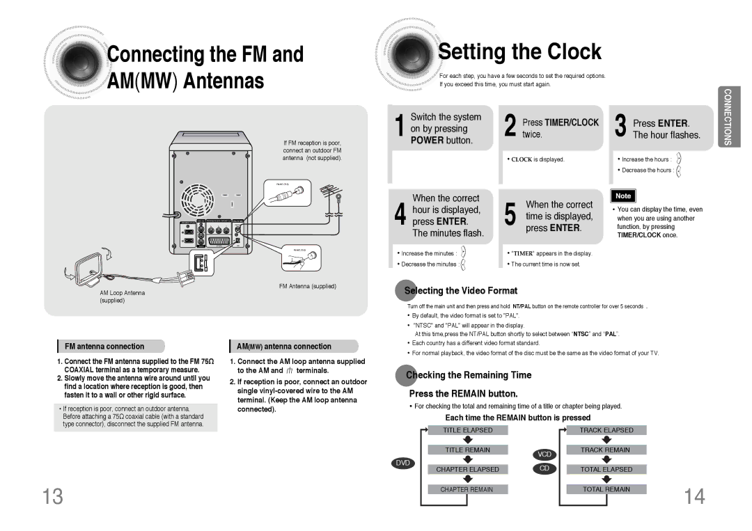 Samsung MM-KT8Q/XFU manual Setting the Clock, When the correct, Selecting the Video Format 