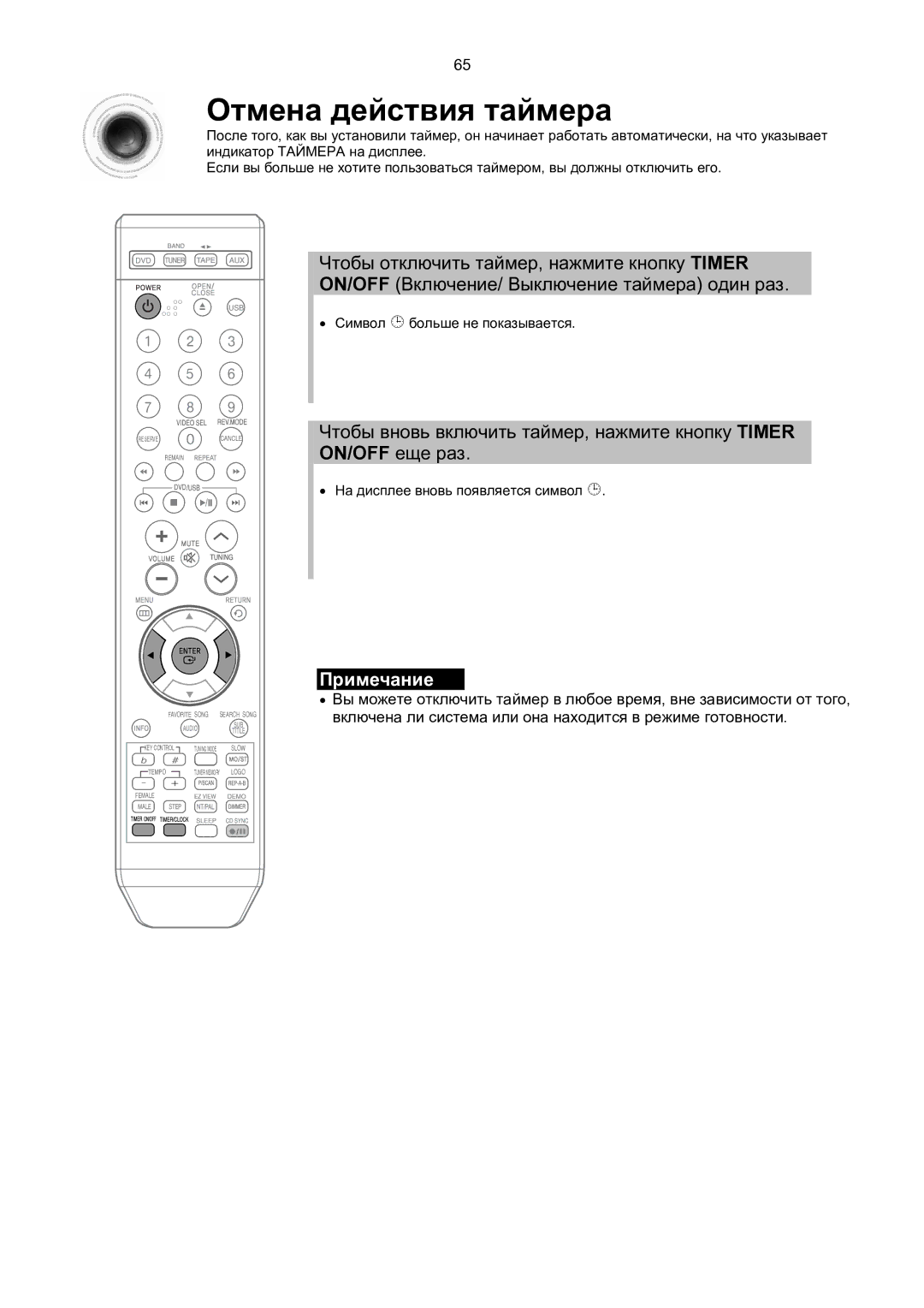 Samsung MM-KT8Q/XFU manual Отмена действия таймера 