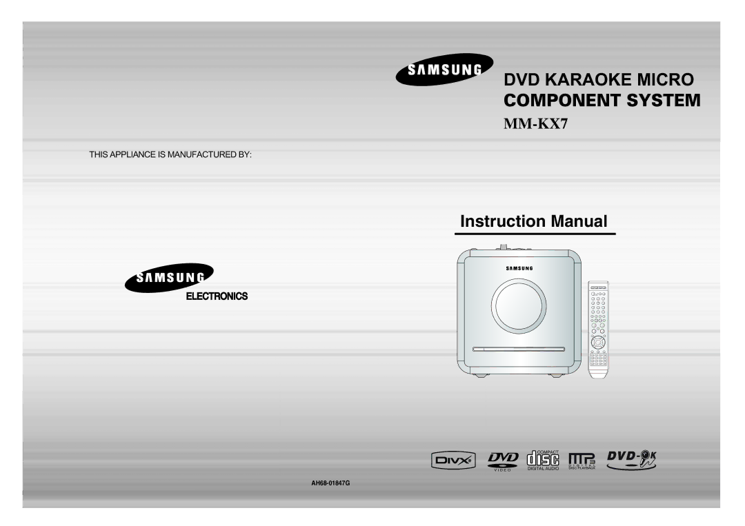 Samsung MM-KX7Q/NWT manual DVD Karaoke Micro 