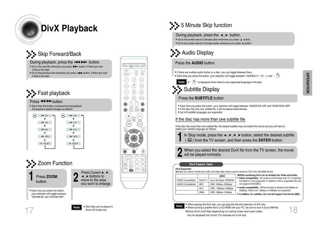 Samsung MM-KX7Q/NWT manual DivX Playback 