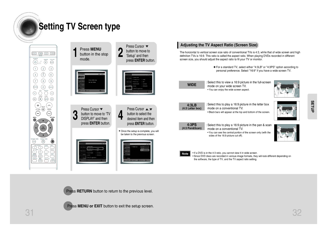 Samsung MM-KX7Q/NWT manual Press Menu, Button in the stop, Mode, Adjusting the TV Aspect Ratio Screen Size 