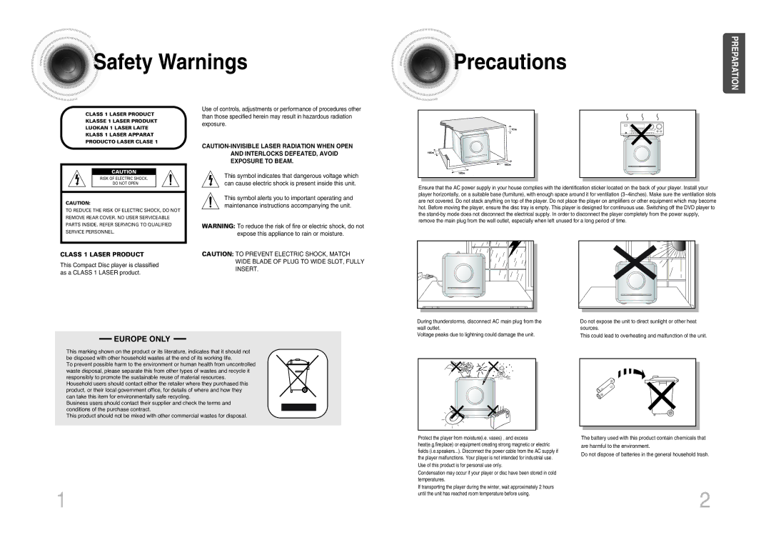 Samsung MM-KX7Q/NWT manual Safety Warnings, Precautions 