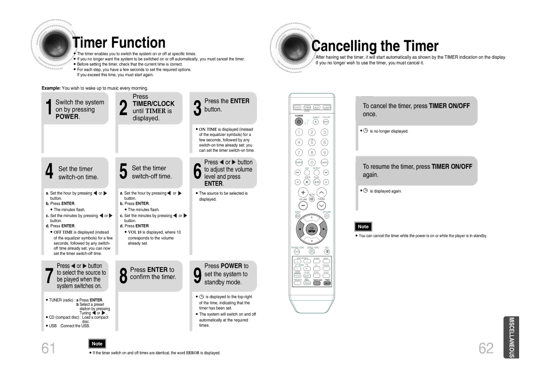 Samsung MM-KX7Q/NWT manual Timer Function, Cancelling the Timer, TIMER/CLOCK until Timer is displayed 