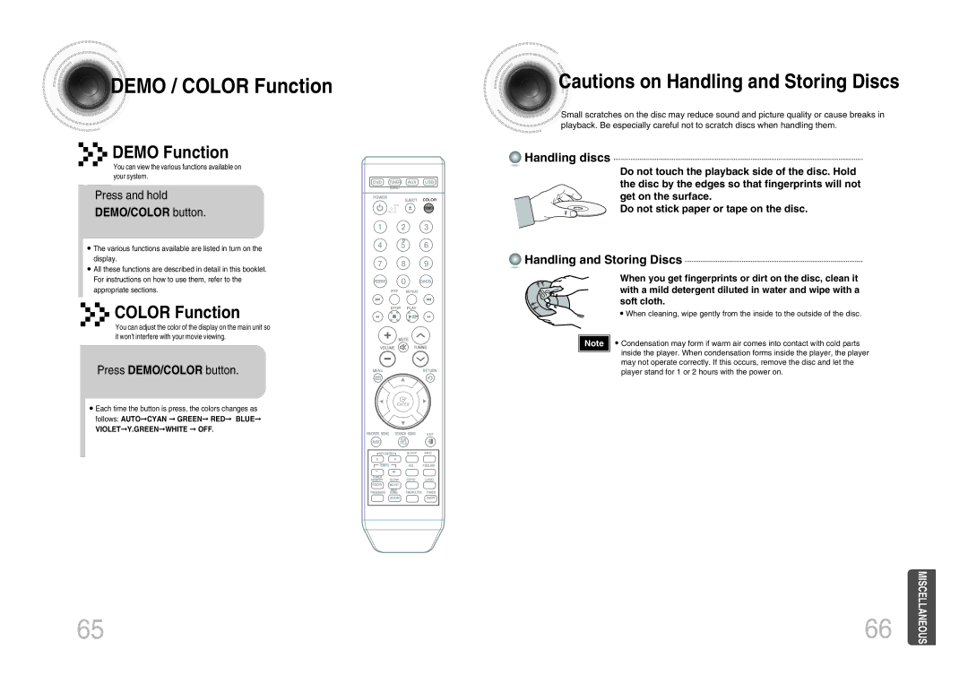 Samsung MM-KX7Q/NWT manual Demo Function, Color Function, Press and hold, Press DEMO/COLOR button 