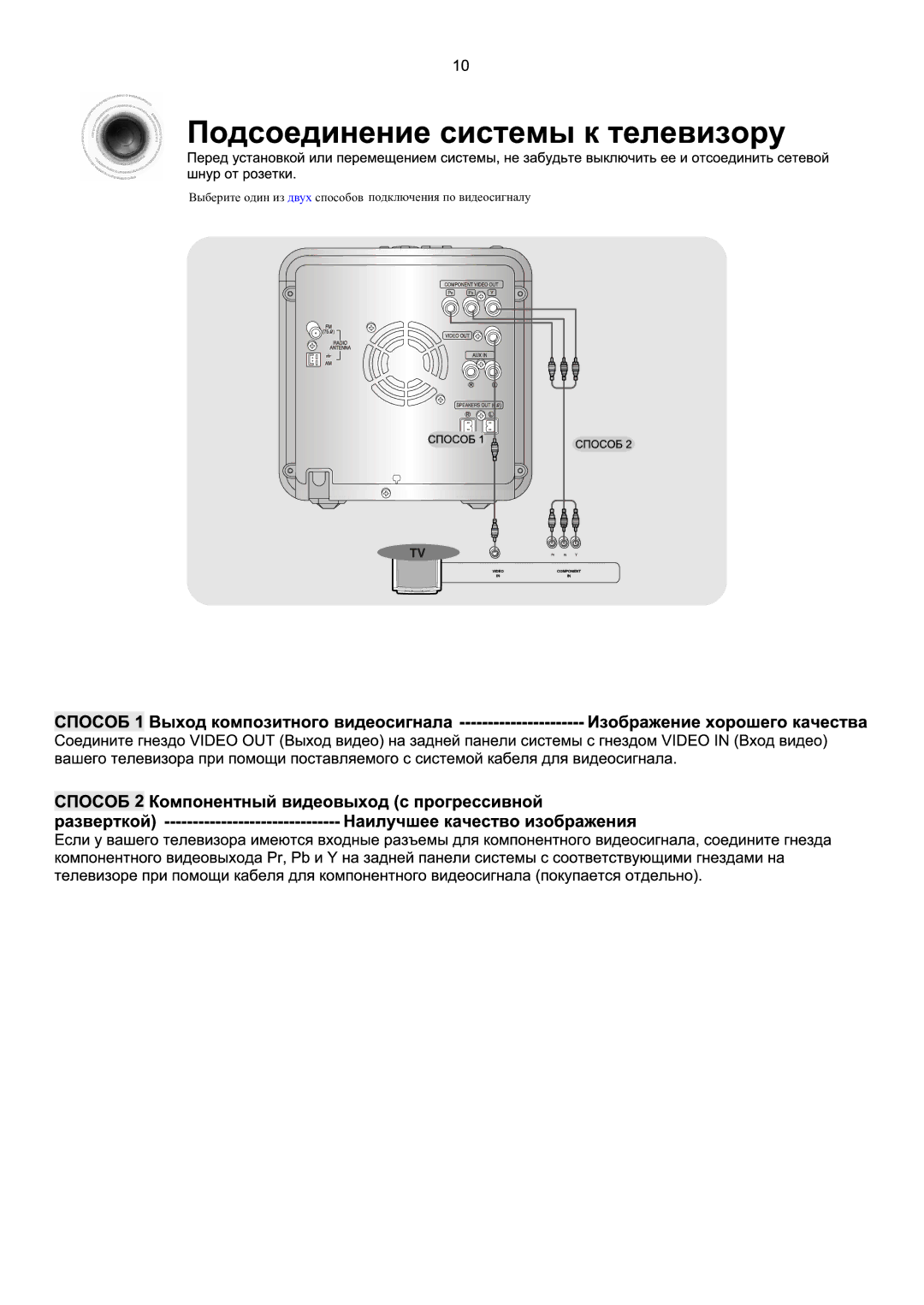 Samsung MM-KX7Q/NWT manual Выберите один из двух способов подключения по видеосигналу 