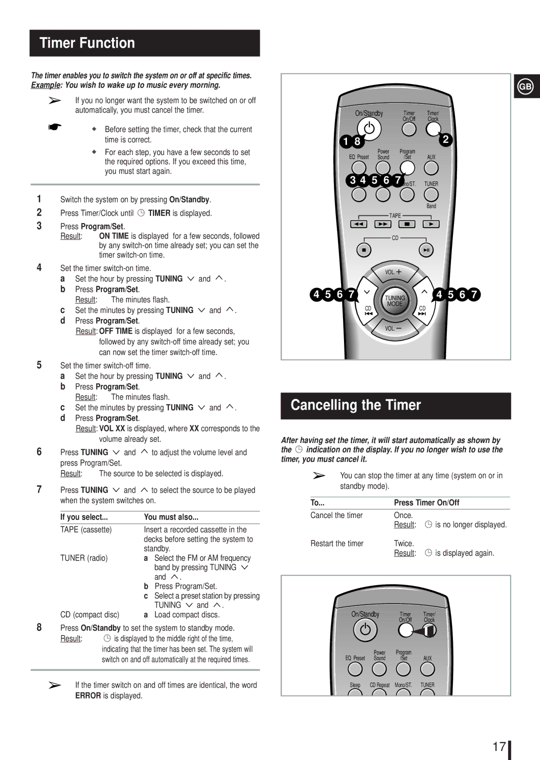 Samsung MML4RH/ELS, MM-L4 manual Timer Function, Cancelling the Timer, If you select You must also, Press Timer On/Off 