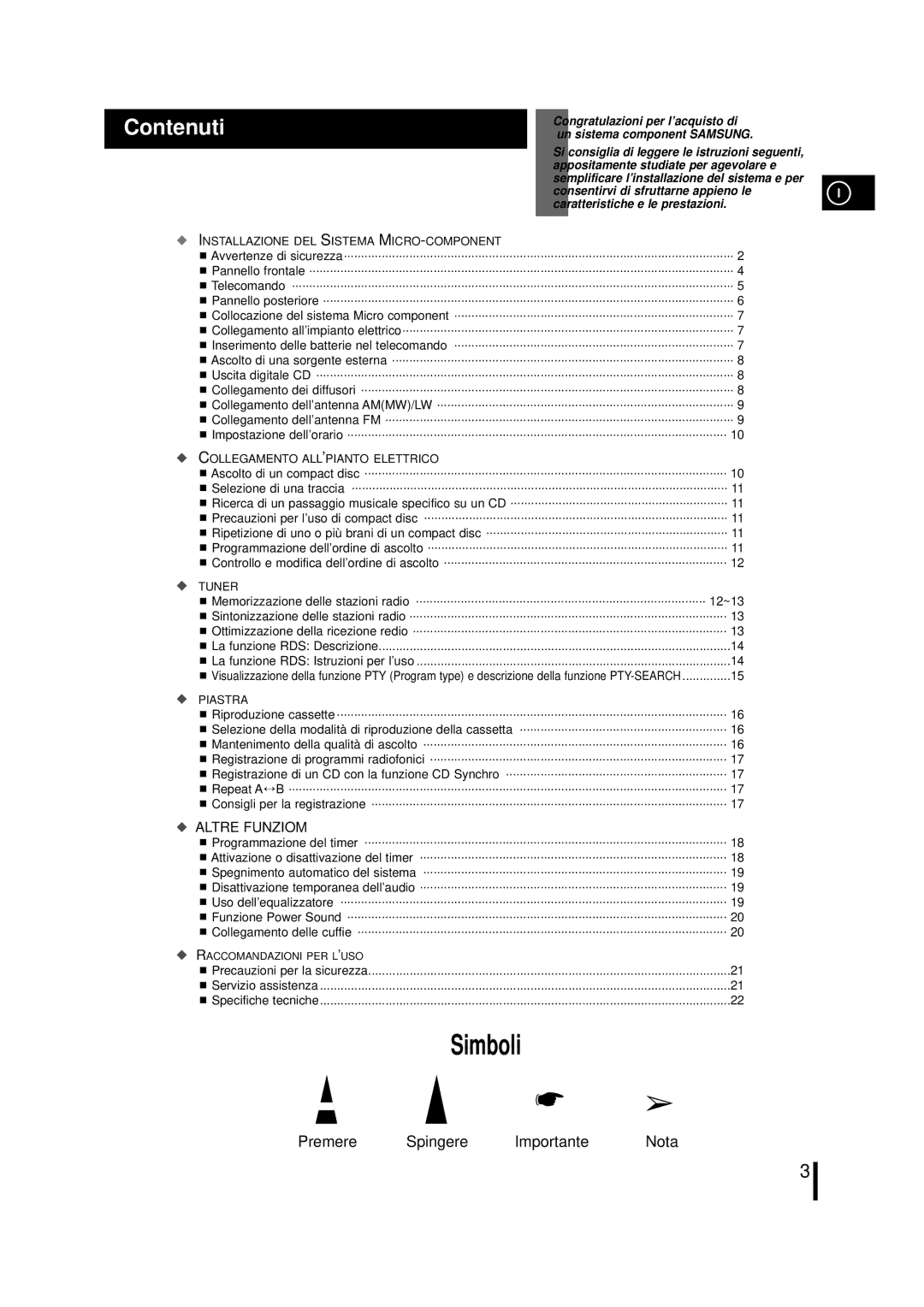 Samsung MML7RH/ELS, MM-L7 manual Contenuti, 12~13 