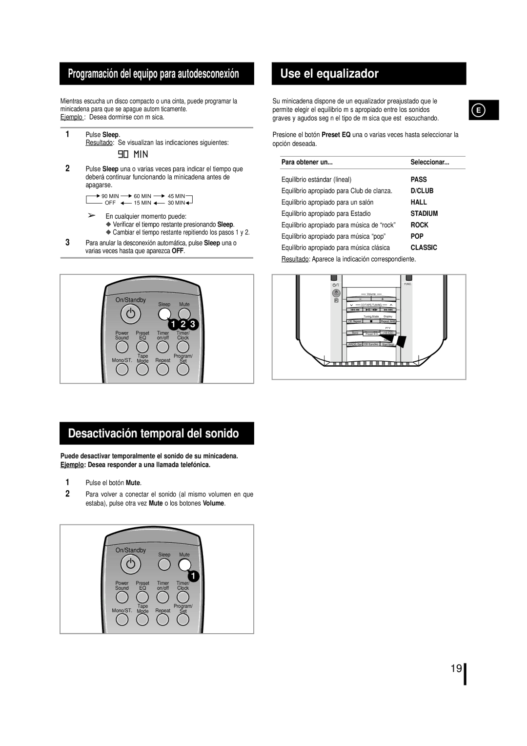 Samsung MML7RH/ELS, MM-L7 manual Use el equalizador, Desactivació n temporal del sonido, Ejemplo Desea dormirse con música 