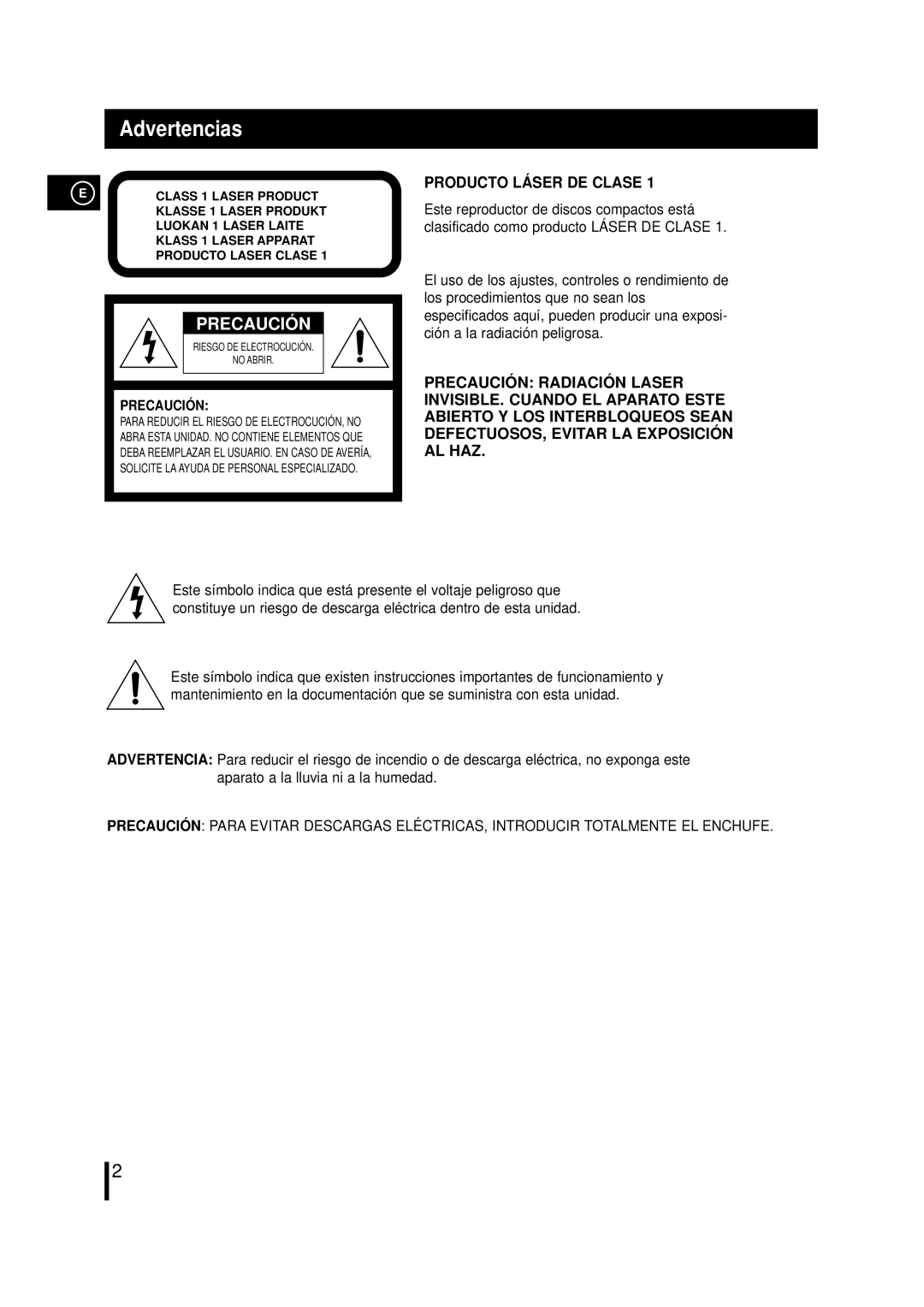 Samsung MM-L7, MML7RH/ELS manual Advertencias, Precaución 