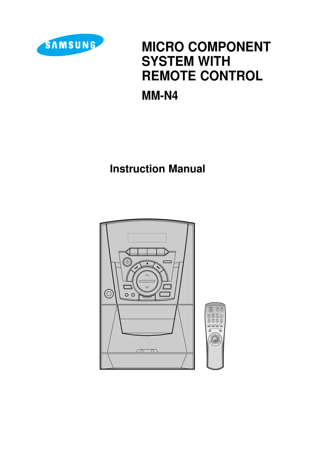 Samsung MMN4RH/ELS, MM-N4, MMN4GQH/XFO manual Micro Component System with Remote Control 