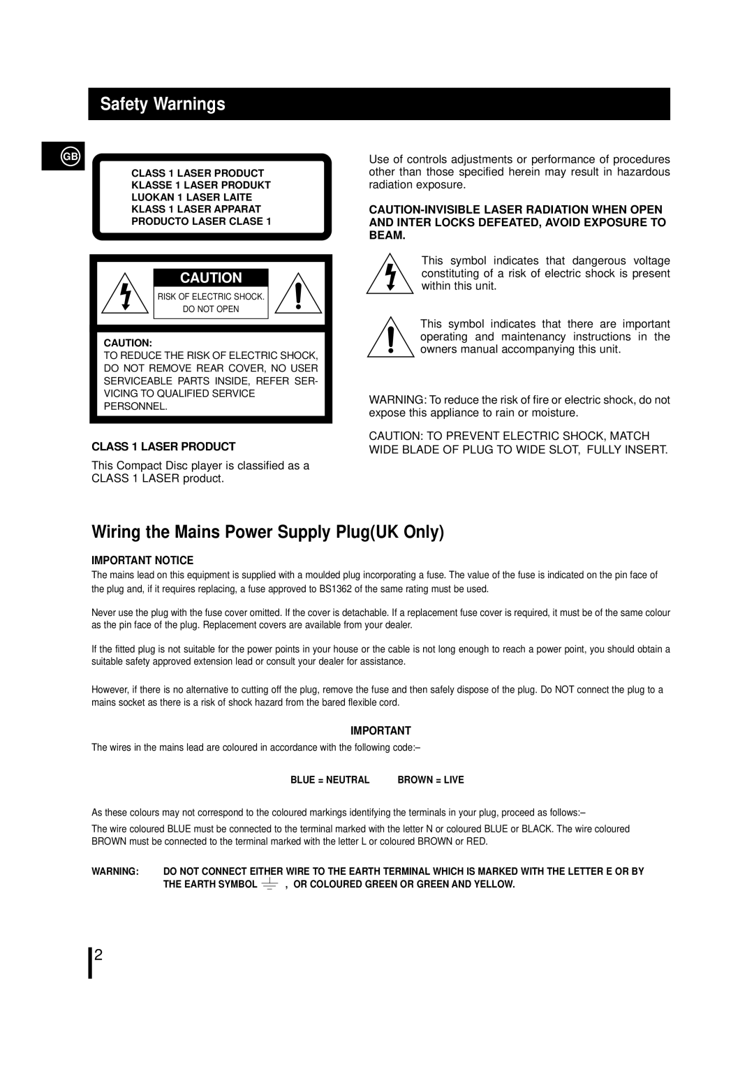 Samsung MMN4GQH/XFO, MM-N4, MMN4RH/ELS manual Safety Warnings, Class 1 Laser Product 