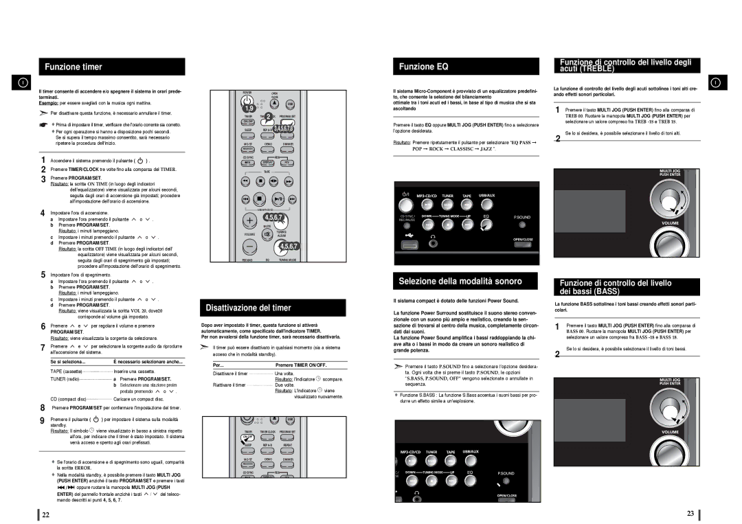 Samsung MM-T8R/ELS Funzione EQ, Selezione della modalità sonoro, Funzione di controllo del livello degli acuti Treble 