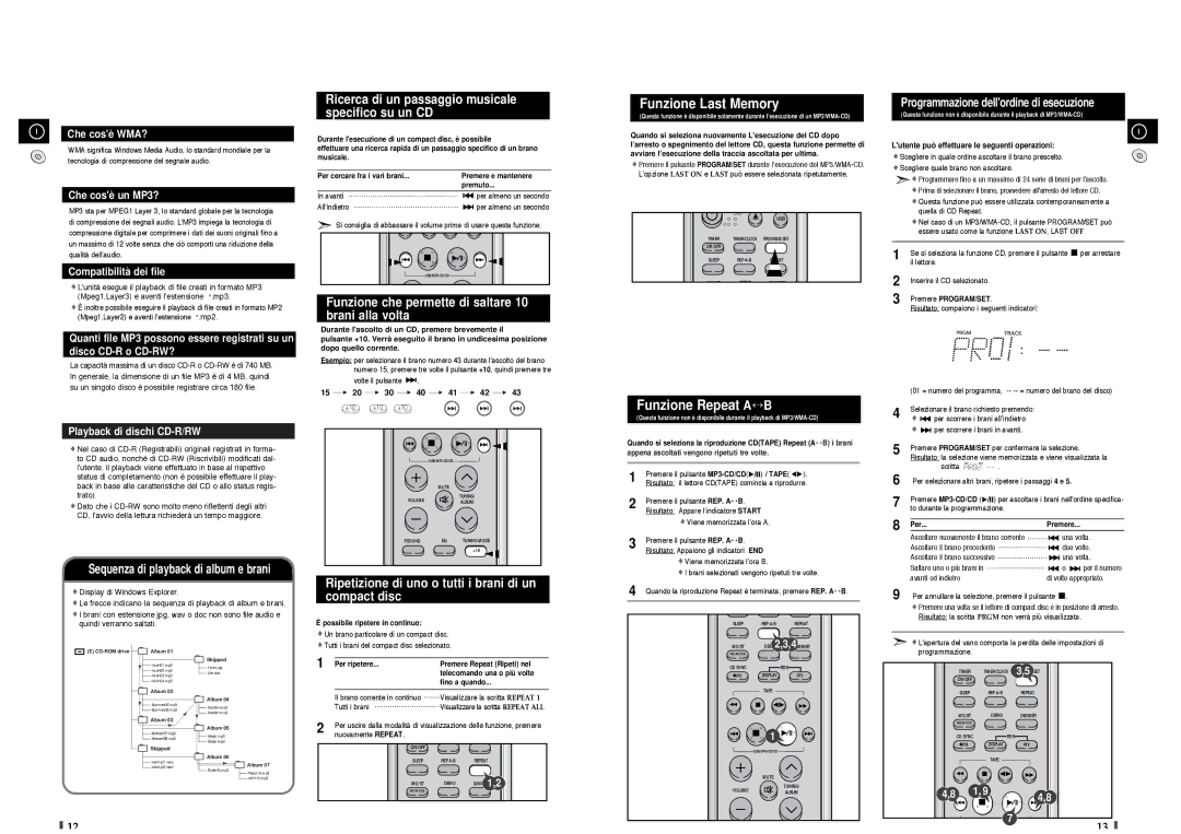 Samsung MM-T8R/ELS manual Funzione Last Memory, Ricerca di un passaggio musicale specifico su un CD 