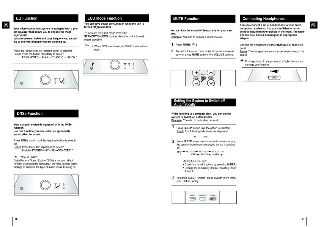 Samsung MM-X5 instruction manual DNSe Function, Setting the System to Switch off Automatically 