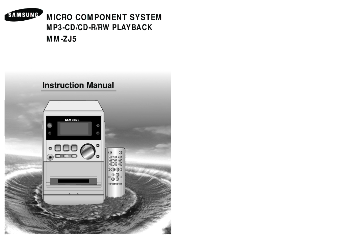 Samsung MM-ZJ5R/ELS manual Micro Component System MP3-CD/CD-R/RW Playback MM-ZJ5 