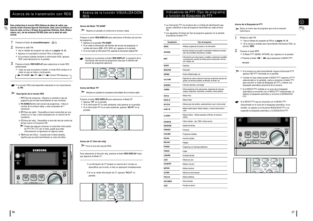 Samsung MM-ZJ5R/ELS manual Acerca de la transmisión con RDS 