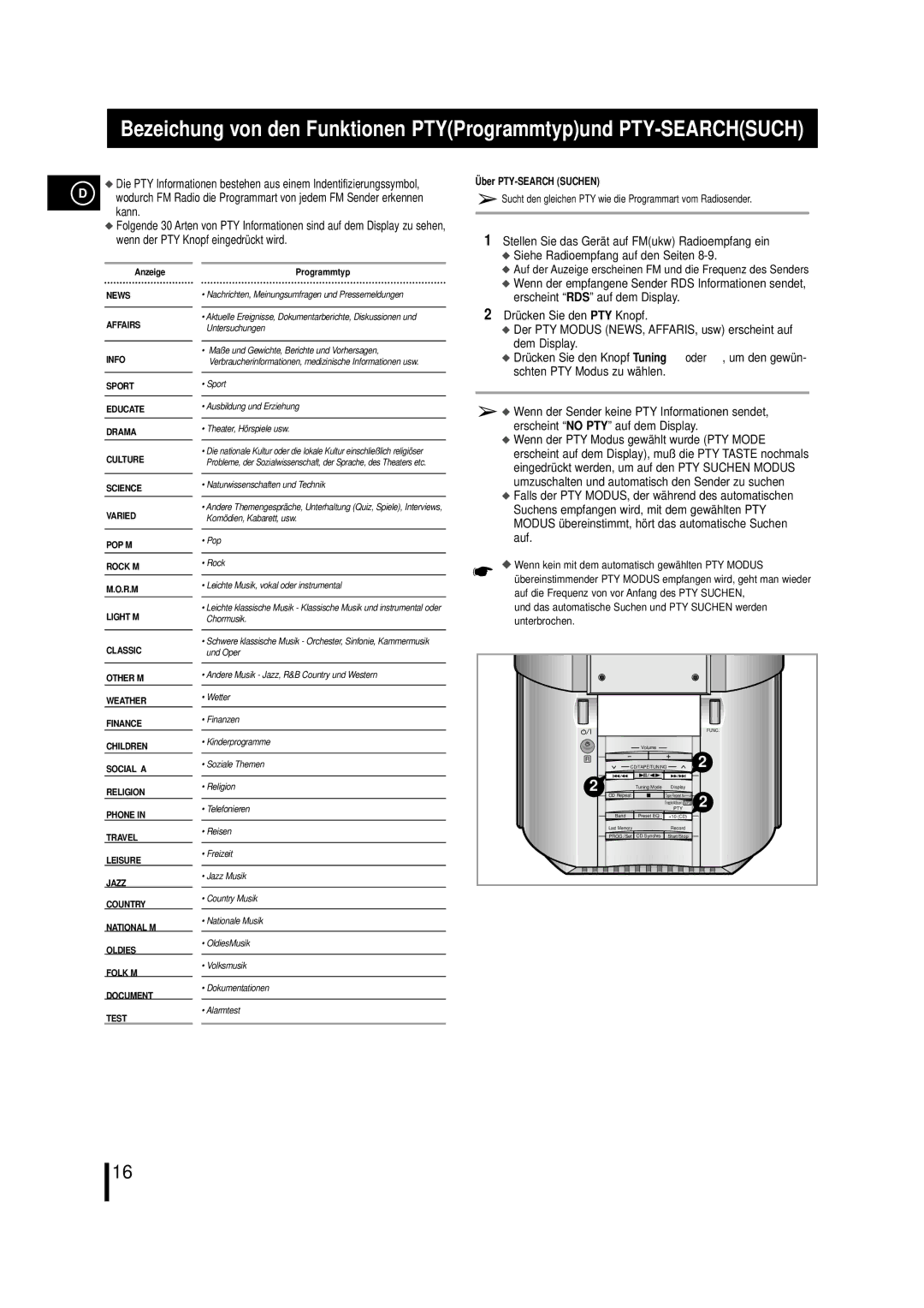 Samsung MM-ZL7, MMZL7RH/ELS manual Auf der Auzeige erscheinen FM und die Frequenz des Senders 