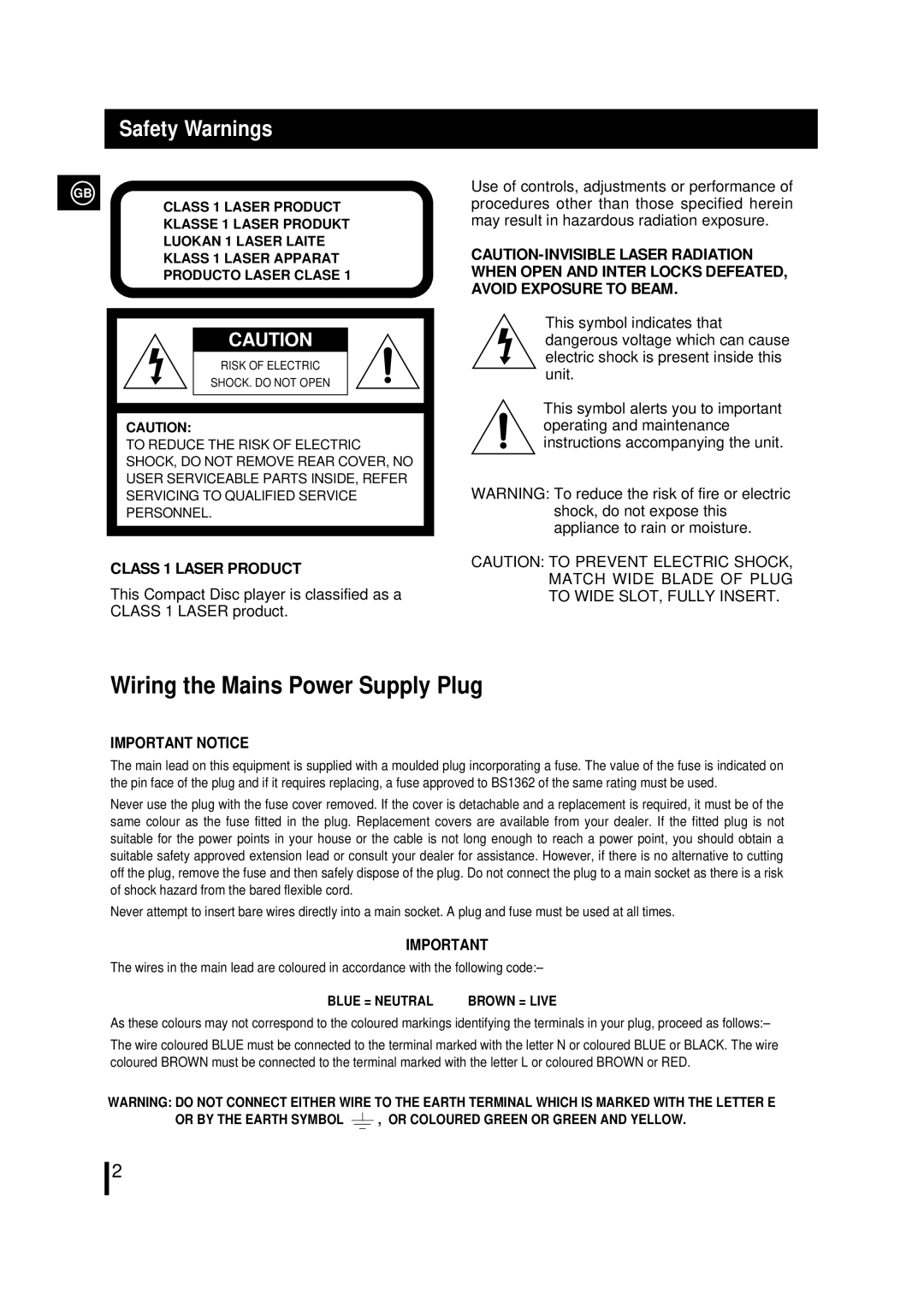 Samsung MM29RH/XEF, MM29RH/XEG, MM39RH/XEF, MM-29, MM29RH/XET, MM-39, MM39RH/XET manual Safety Warnings, Class 1 Laser Product 