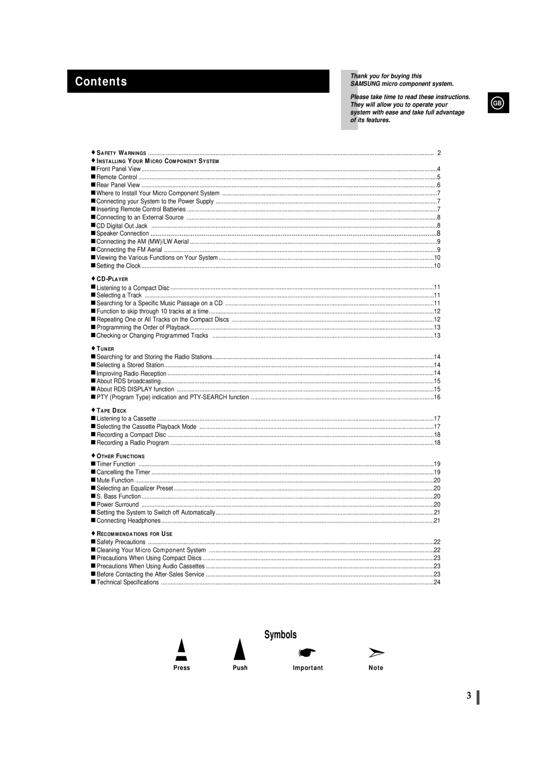 Samsung MMB9RH/ELS, MMB9QH/XFO manual Contents 