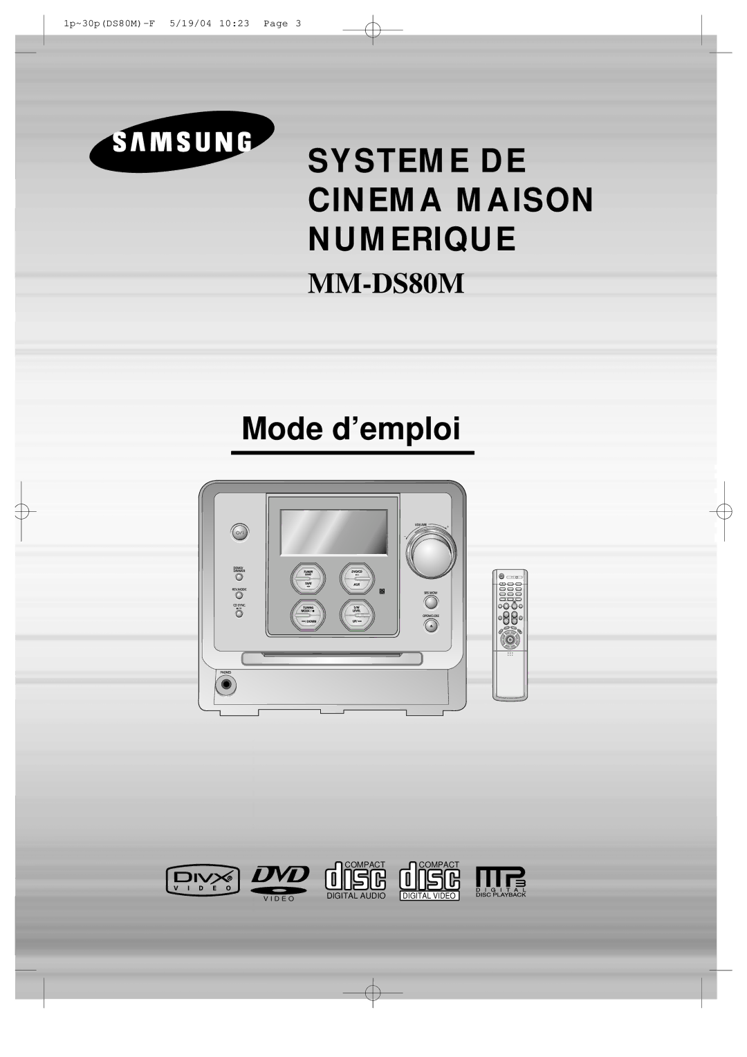 Samsung MMDS80MRH/ELS manual Systeme DE Cinema Maison Numerique 