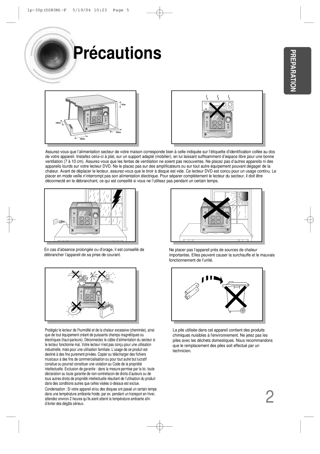 Samsung MMDS80MRH/ELS manual Précautions, Preparation 