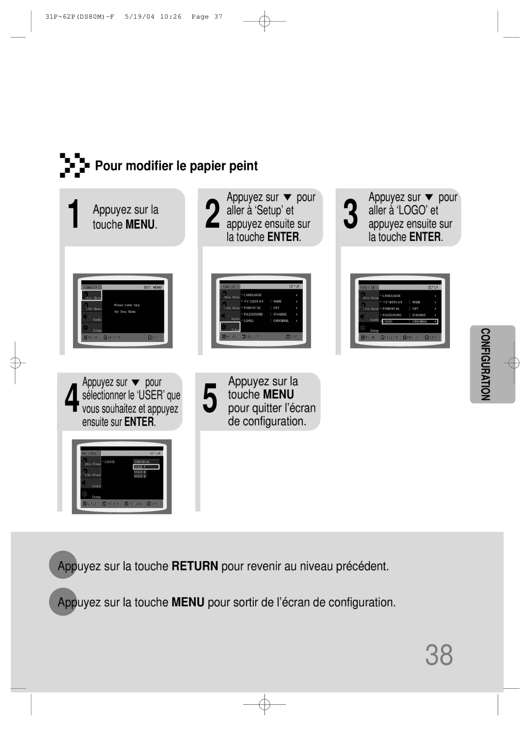 Samsung MMDS80MRH/ELS manual Appuyez sur la Appuyez sur pour, Pour Appuyez sur la, Ensuite sur Enter 