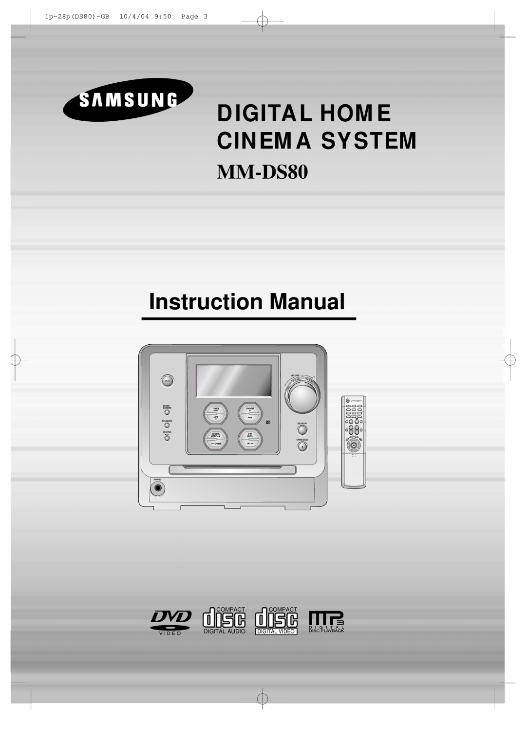 Samsung MMDS80RH/ELS manual Digital Home Cinema System 