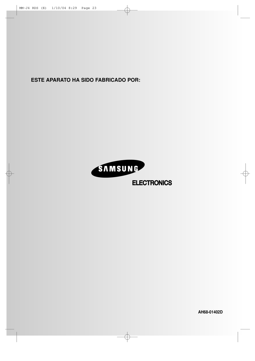 Samsung MM-J4, MMJ4RH/ELS manual Este Aparato HA Sido Fabricado POR 