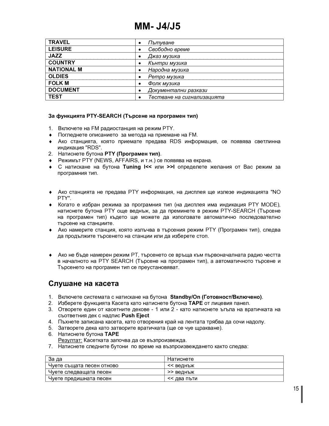 Samsung MMJ4RH/ELS manual Слушане на касета 