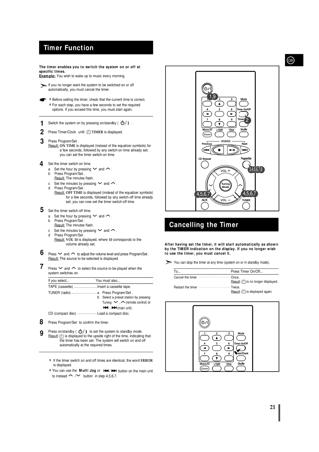 Samsung MMVB9FH/XSG, MMVB9FH/UMG manual Timer Function, Cancelling the Timer 