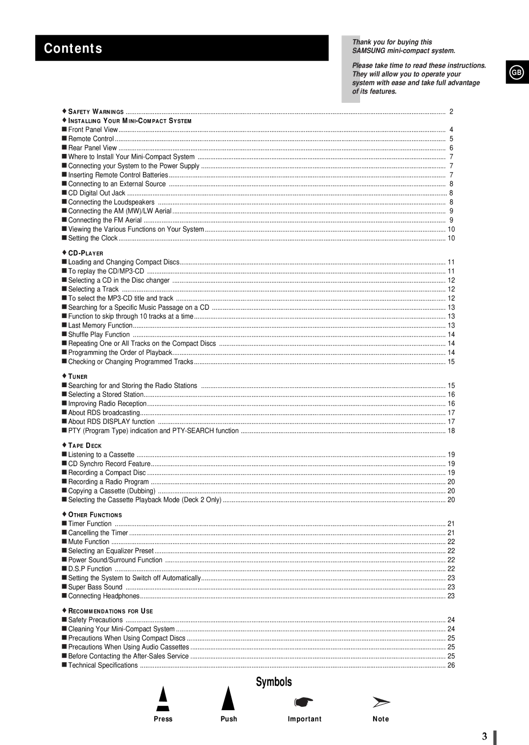 Samsung MMZ100RH/ELS, MMZ100QH/XFO manual Contents 