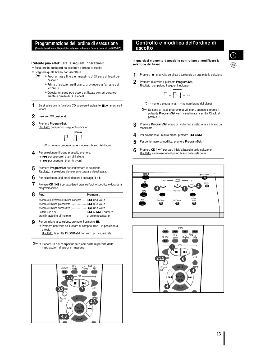 Samsung MMZB7RH/ELS manual Controllo e modifica dellordine di ascolto 