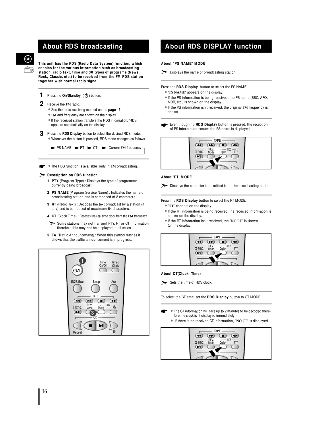 Samsung MMZB9RH/SPX, MMZB9RH/ELS, MMZB9QH/XFO manual About RDS broadcasting, About RDS Display function 