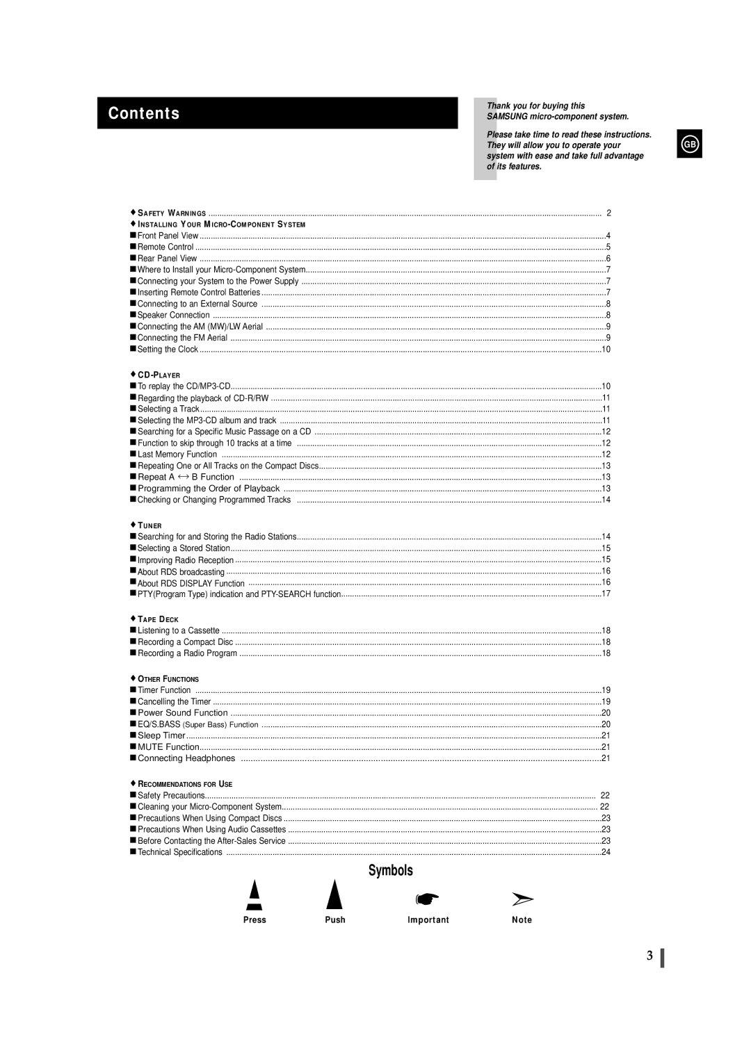 Samsung MMZJ6RH/ELS, MM-ZJ6, MMZJ6QH/XFO manual Contents 