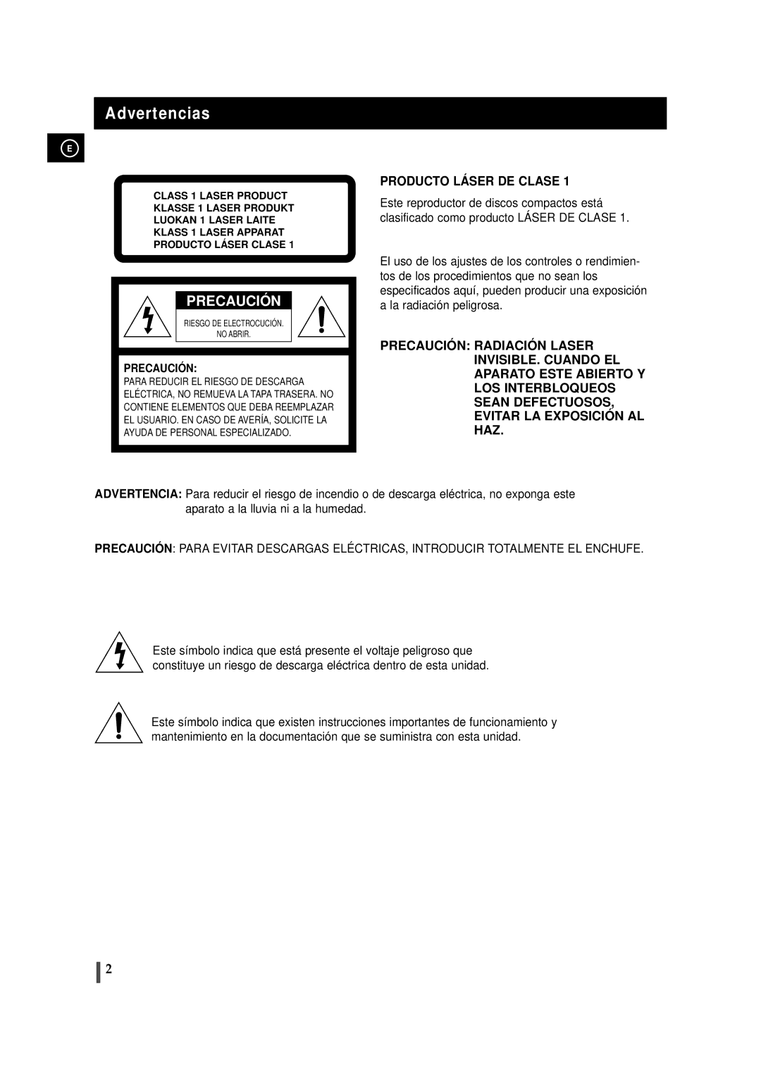 Samsung MMZJ6RH/ELS, MM-ZJ6 manual Advertencias, Precaución 